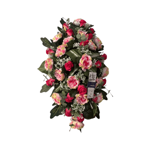 Gerbe de fleurs tons roses et blanc